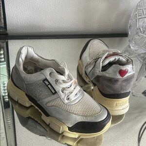 Love Moschino Silver and Cream Sneakers sz 36